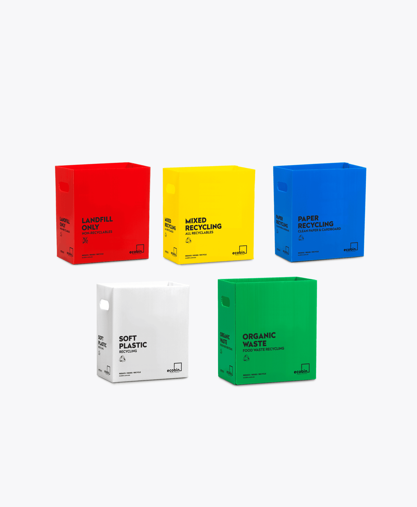 Different types and color of waste bins