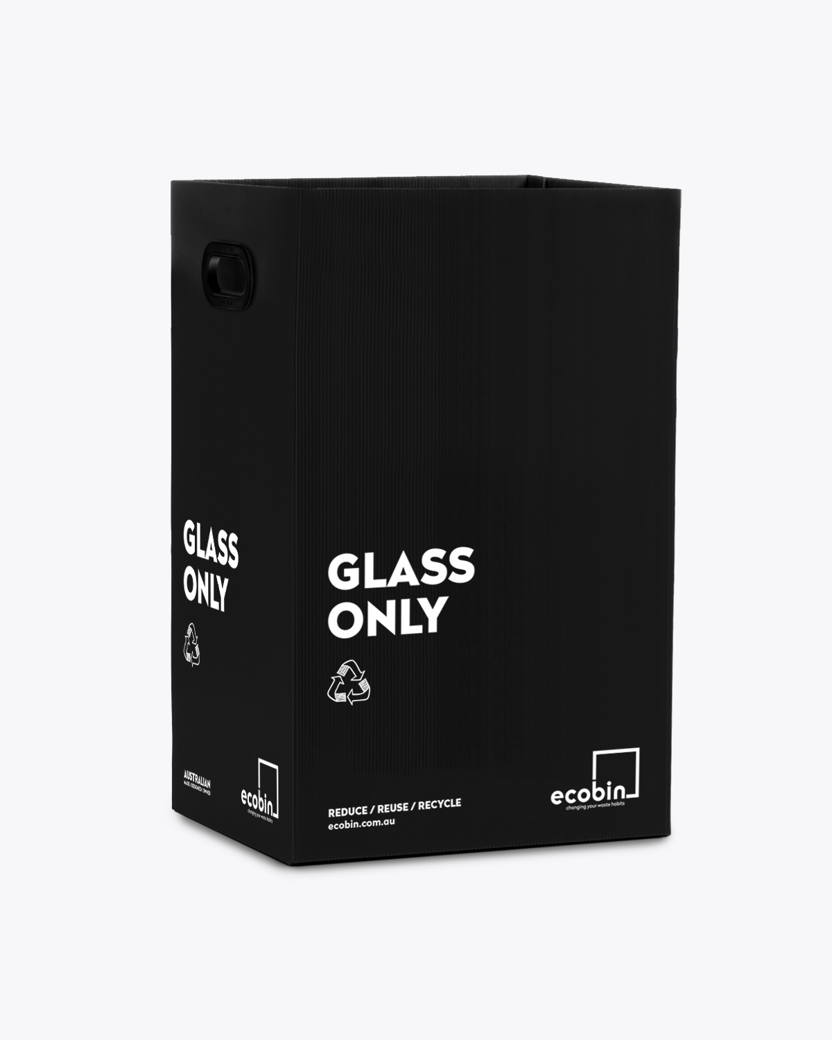 Glass Only Recycling Bin | Post Consumer Black Ecobin 60 Litre (Optional Purple Lid)