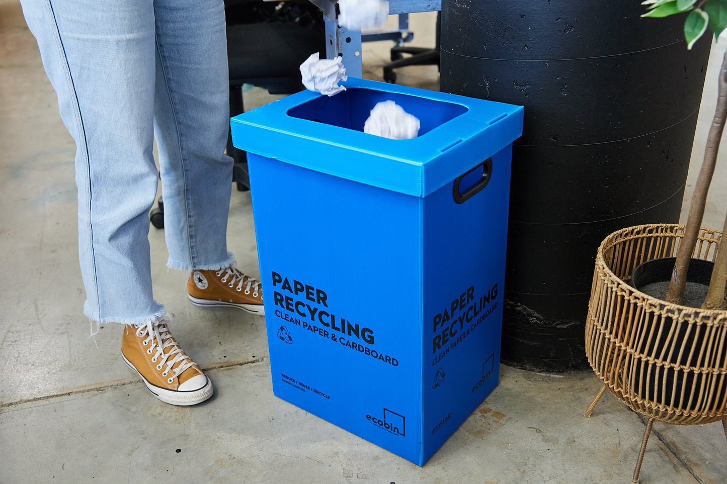 Paper & Cardboard Recycling Bin | 60L Blue Ecobin