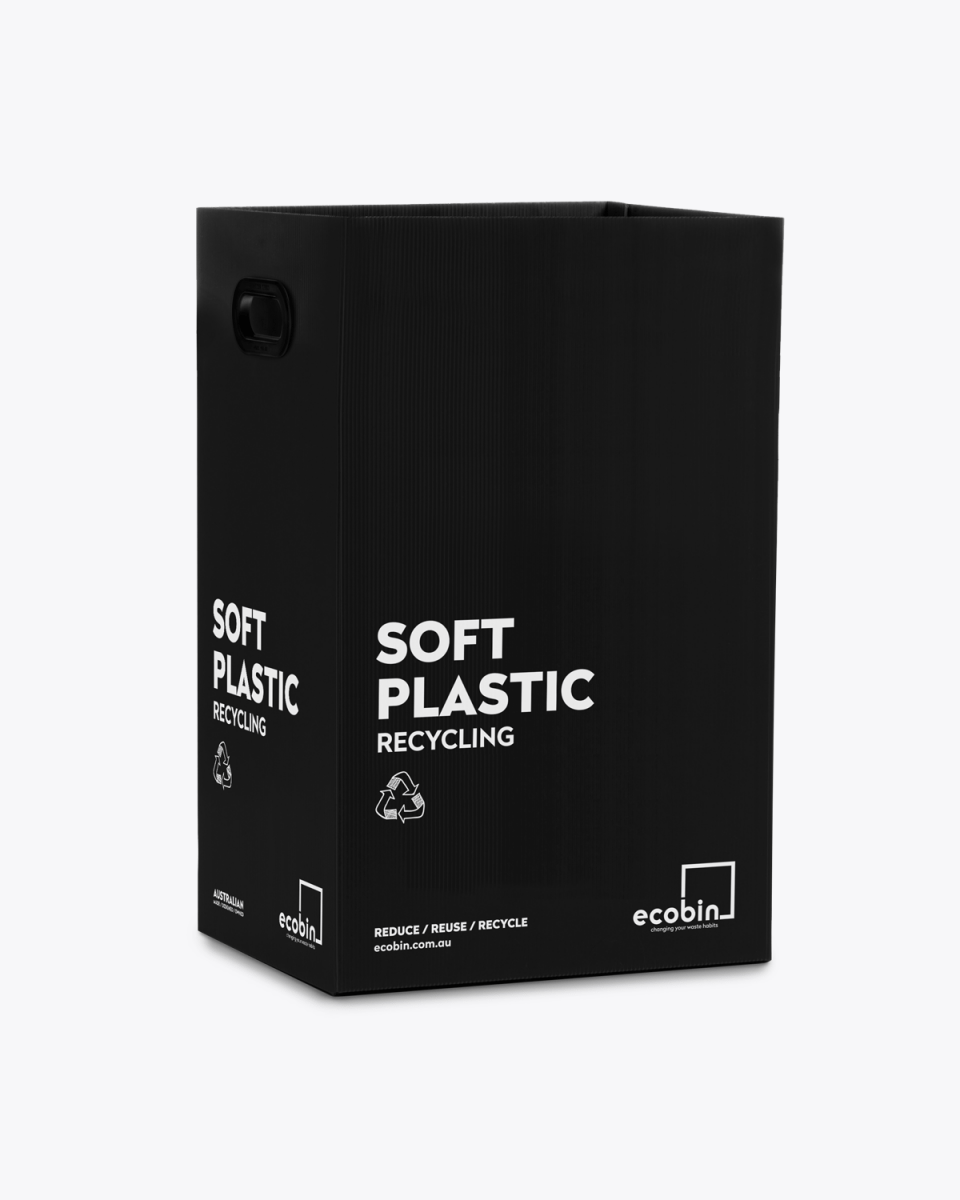 Soft Plastic Recycling Bin | Post Consumer Black Ecobin 60 Litre (Optional White Lid)