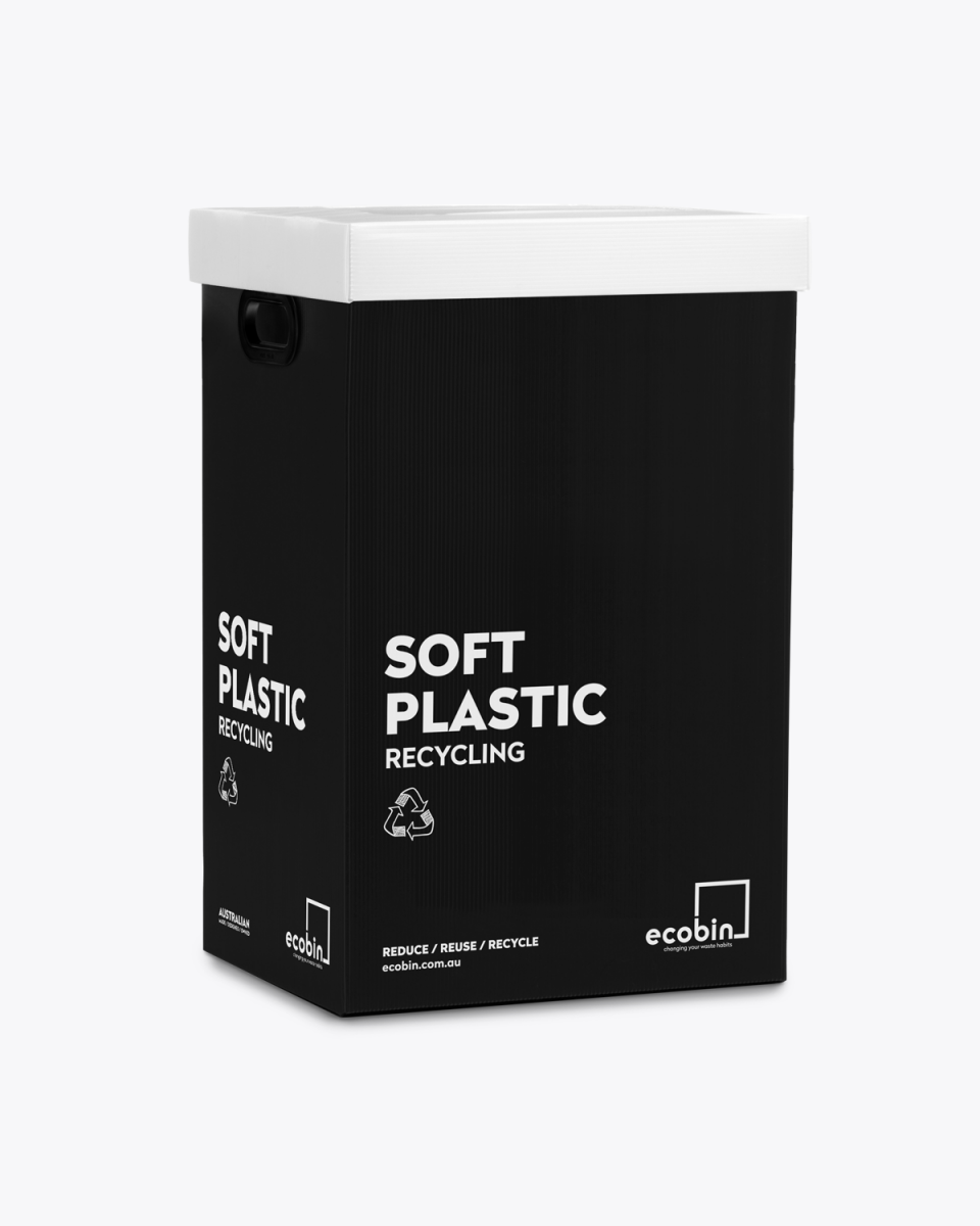 Soft Plastic Recycling Bin | Post Consumer Black Ecobin 60 Litre (Optional White Lid)