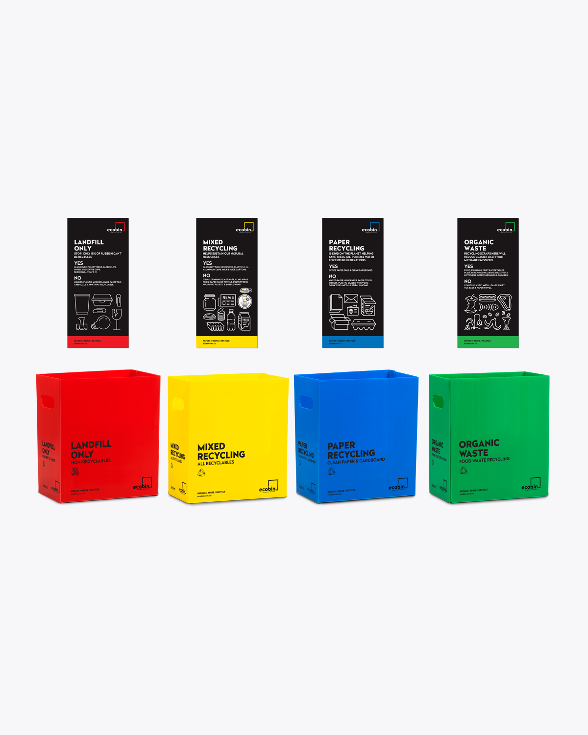 Set of Four 25L Bins with Matching Posters