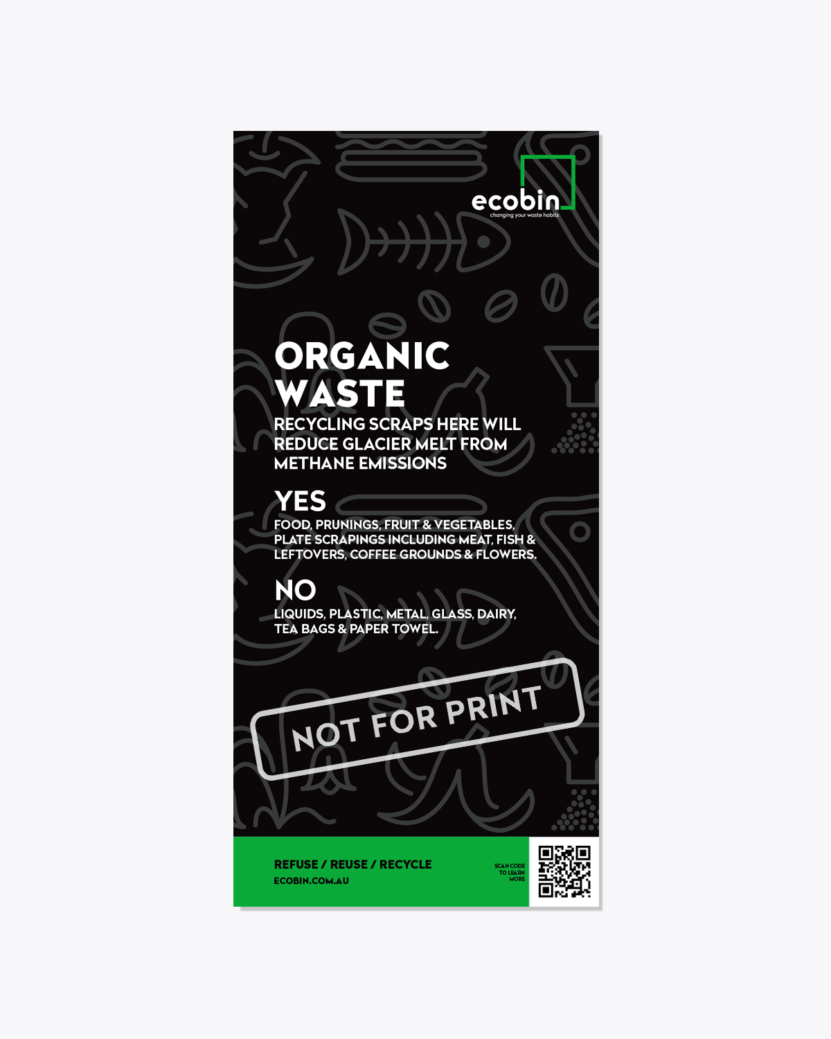 Organic Waste Educational Laminated Poster | Chalkboard List Design