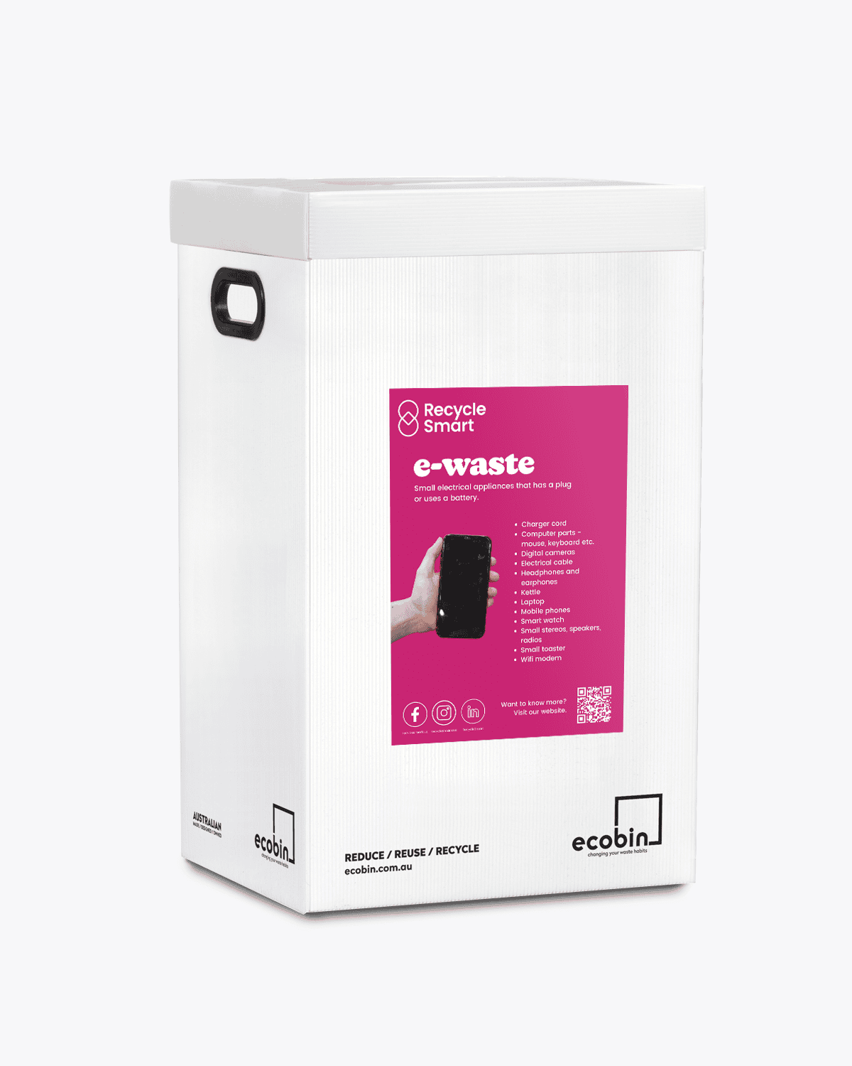 White e-waste bin