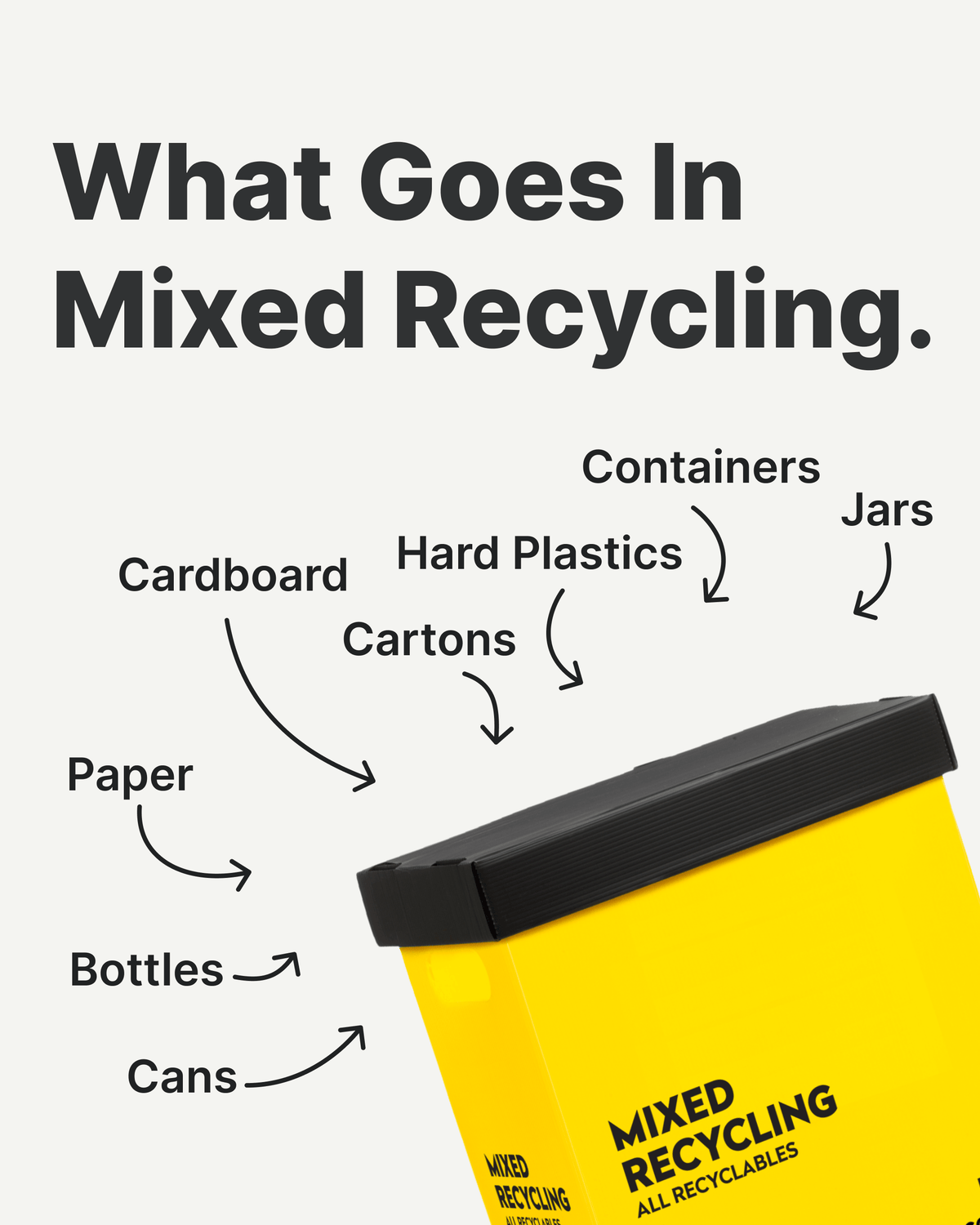 Mixed Recycling Bin 25L Yellow