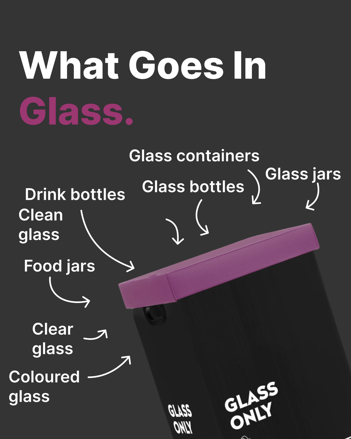Glass Recycling 60L Bin | Black Range
