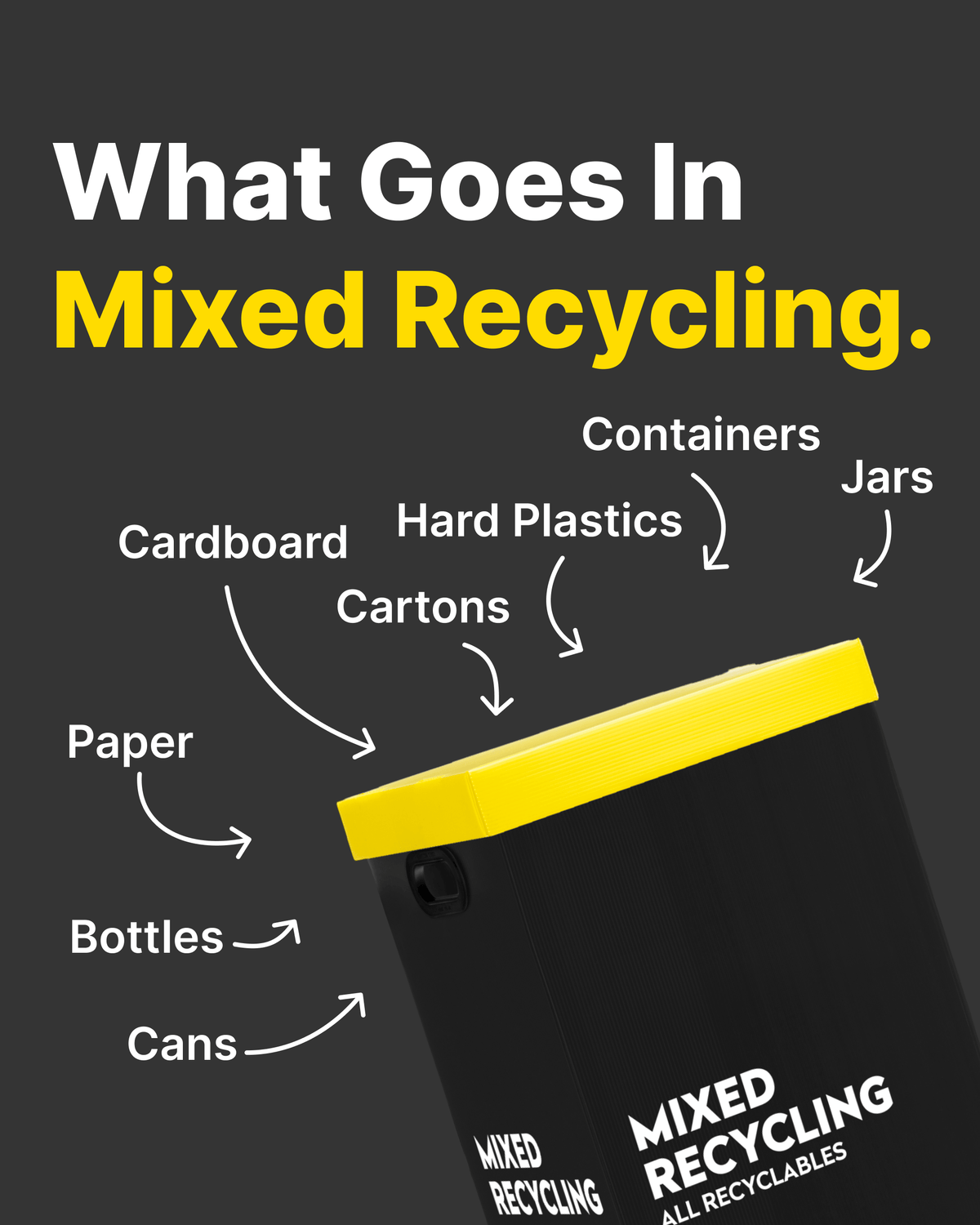 Mixed Recycling 60L Bin | Black Range
