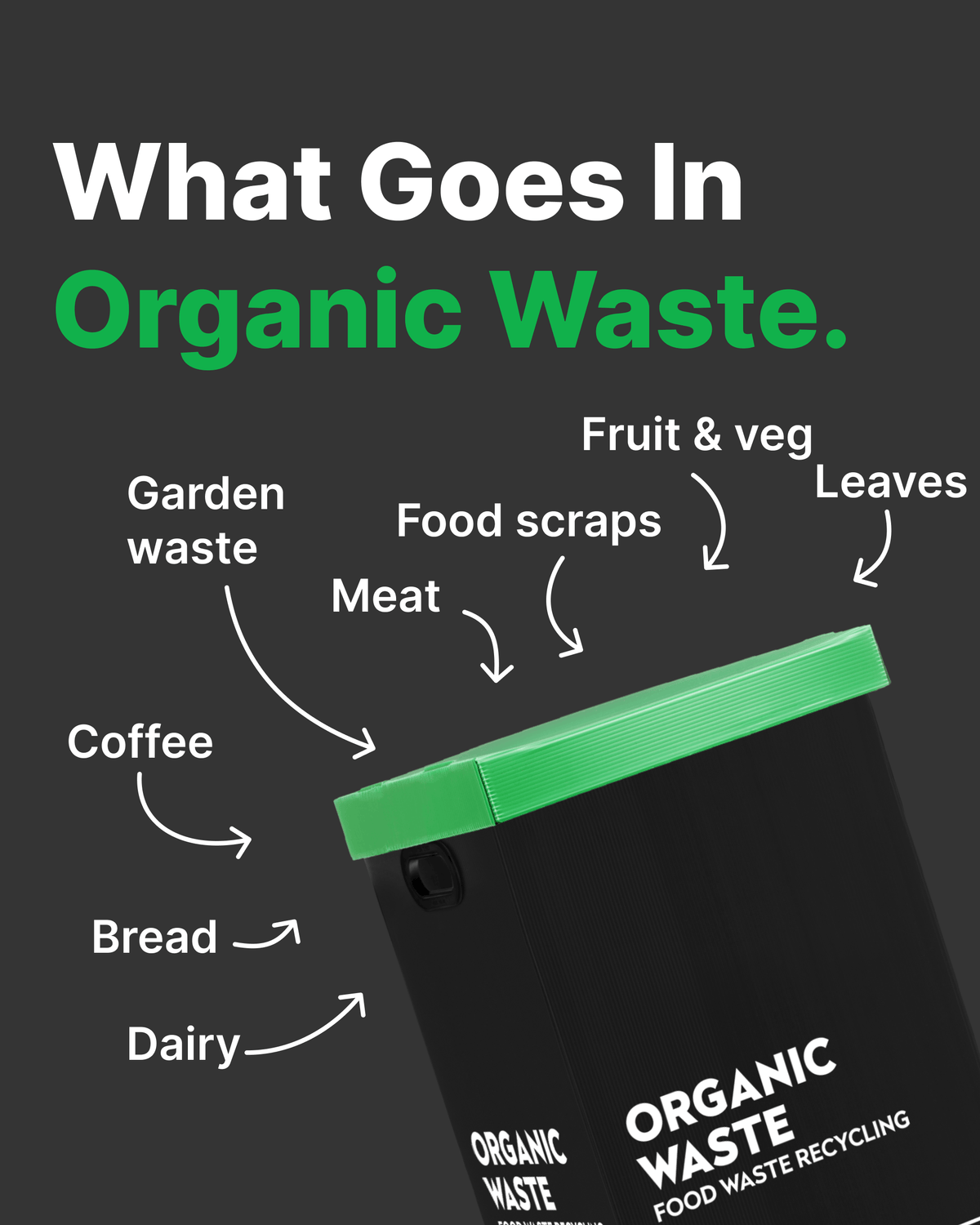 Organic Waste 60L Bin | Black Range