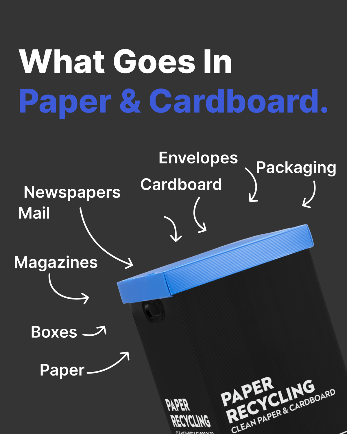 Paper & Cardboard Recycling Bin 60L | Black Range