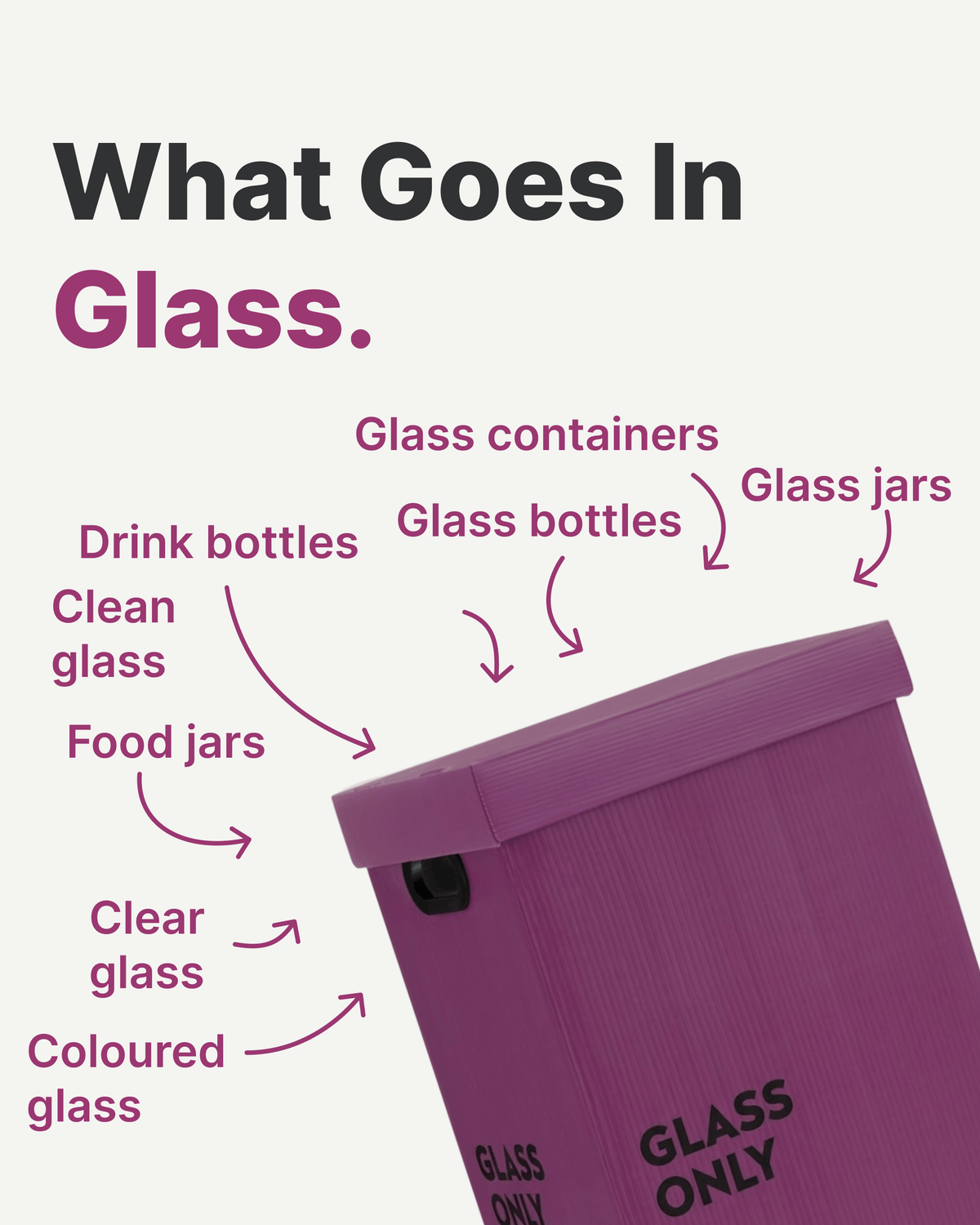 Glass Recycling Bin | 60L Purple