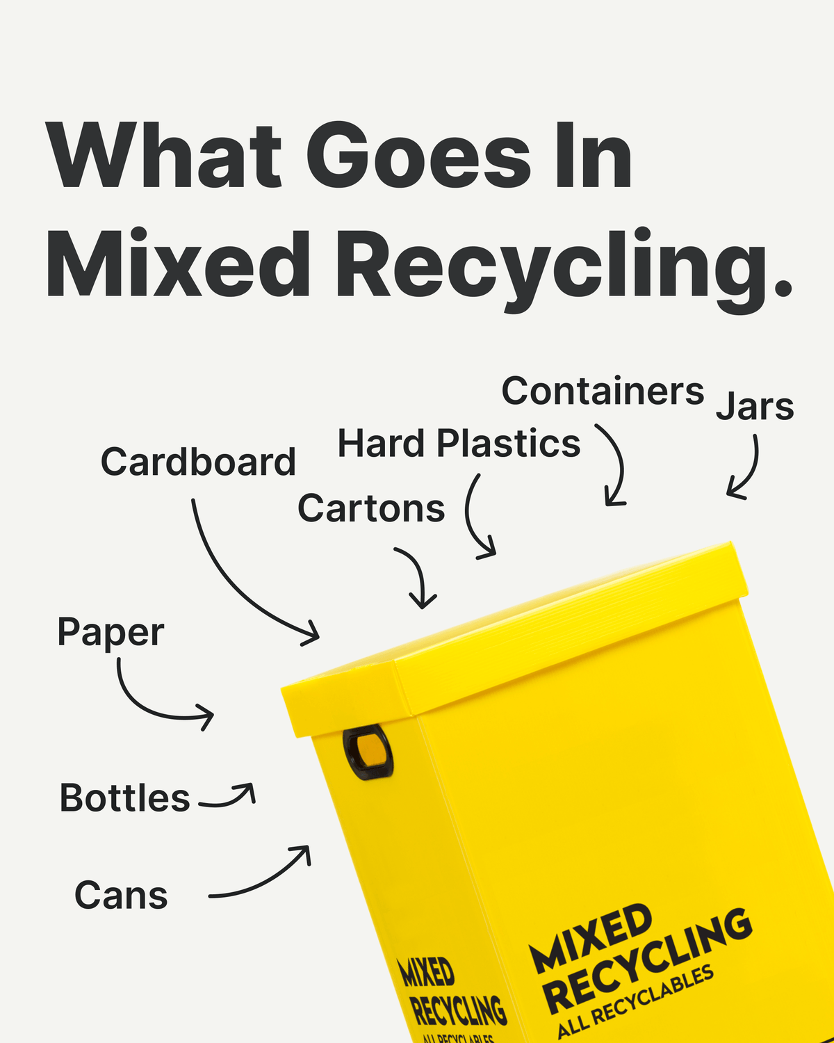 Mixed Recycling Bin 60L Yellow