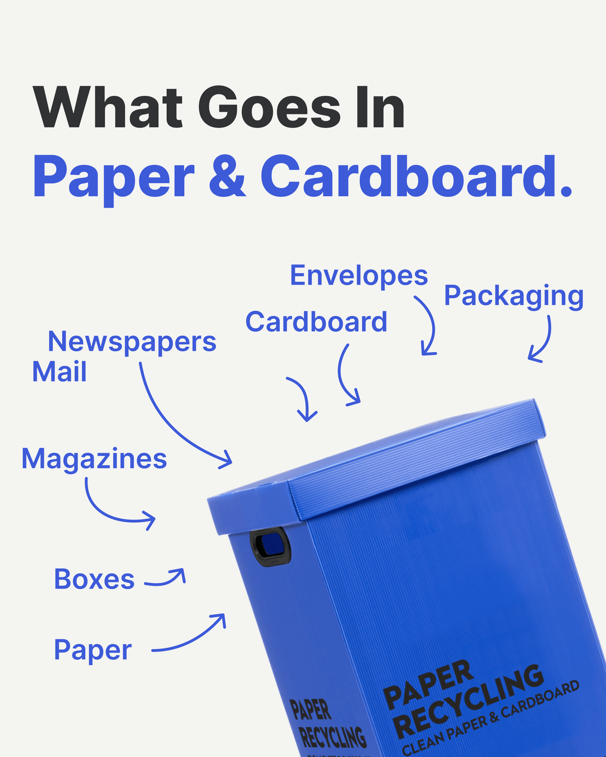 Paper & Cardboard Recycling Bin | 60L Blue Ecobin