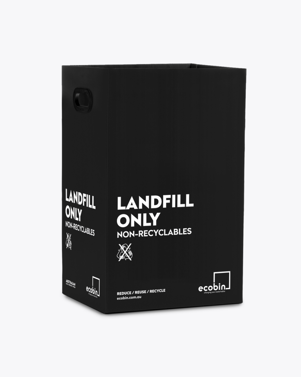 Landfill Waste Bin | Post Consumer Black 60 Litre (Optional Red Lid)