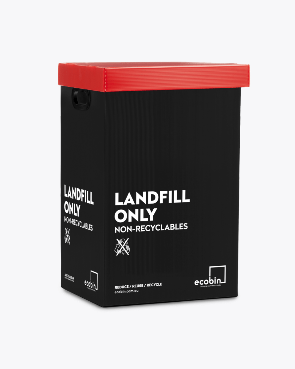 Landfill Waste Bin | Post Consumer Black 60 Litre (Optional Red Lid)