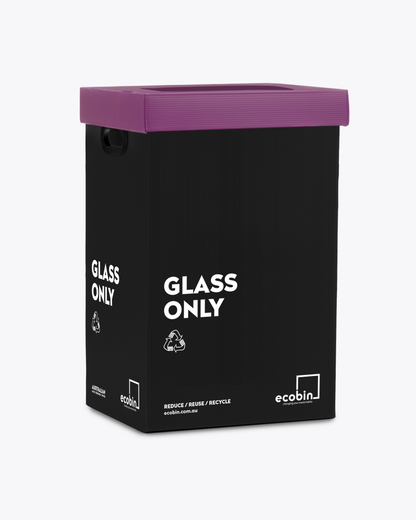 Glass Only Recycling Bin | Post Consumer Black Ecobin 60 Litre (Optional Purple Lid)
