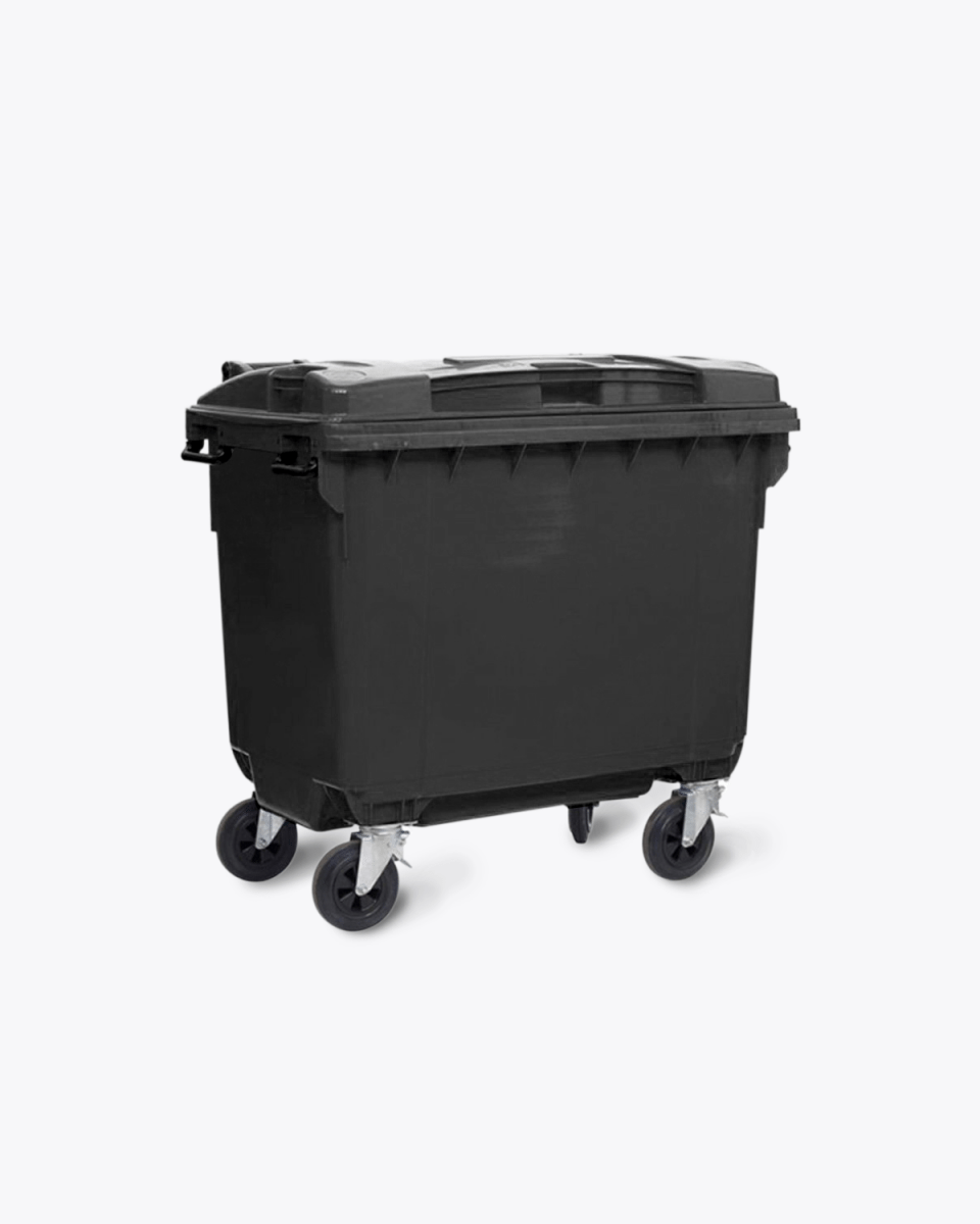 Outdoor black wheelie bin 660 litres
