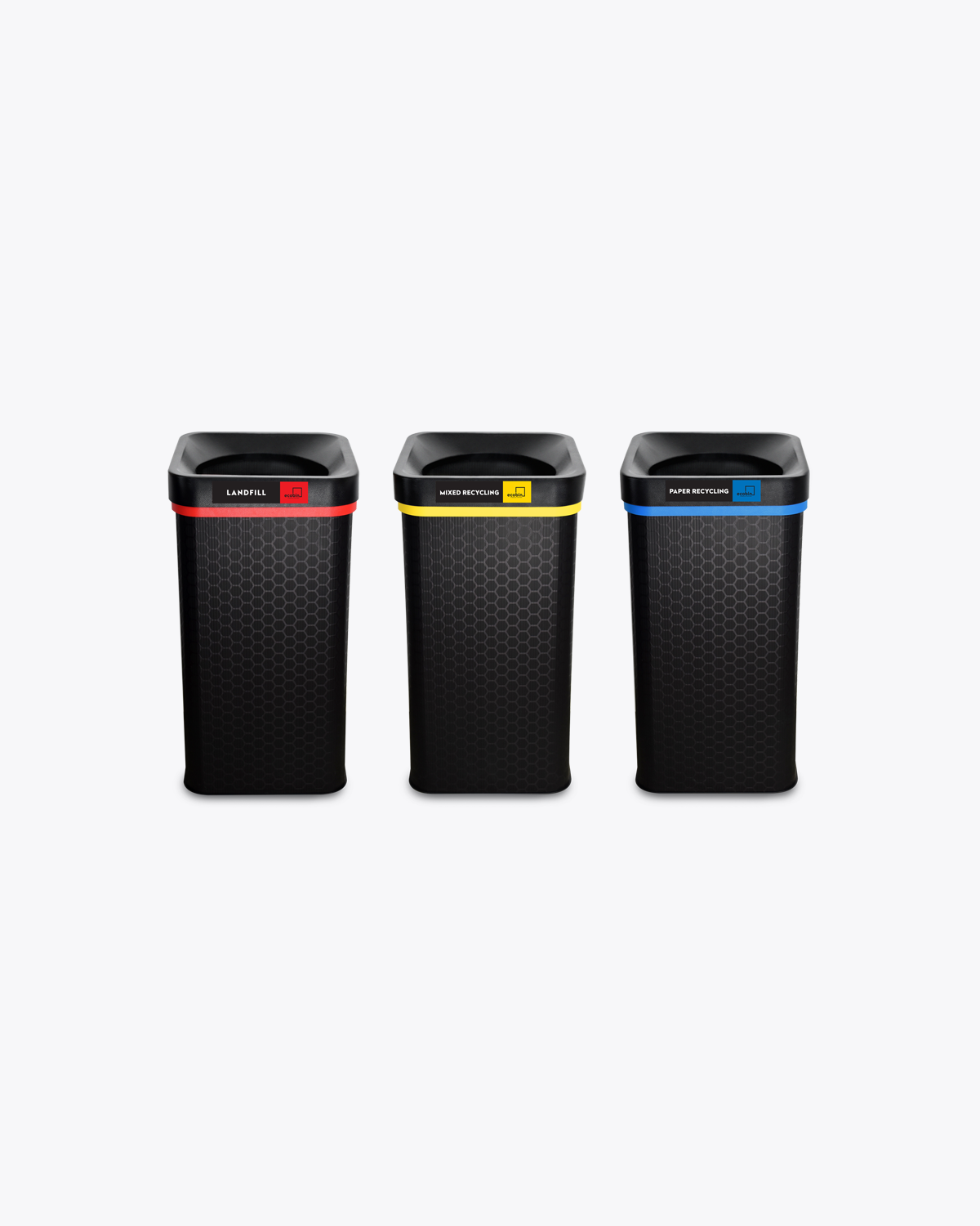 Set of 3 Flip Bins | Paper, Mixed Recycling & Landfill | 60 Litre Ecobins