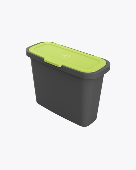 Food Waste Kitchen Caddy Compost Bin | Black & Green | 9 Litres